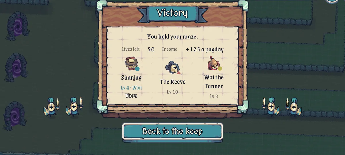 Victory: the last keep standing after an online match with three players