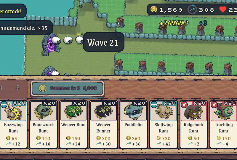 Creeps bought from the summon tray leave the portals as income climbs